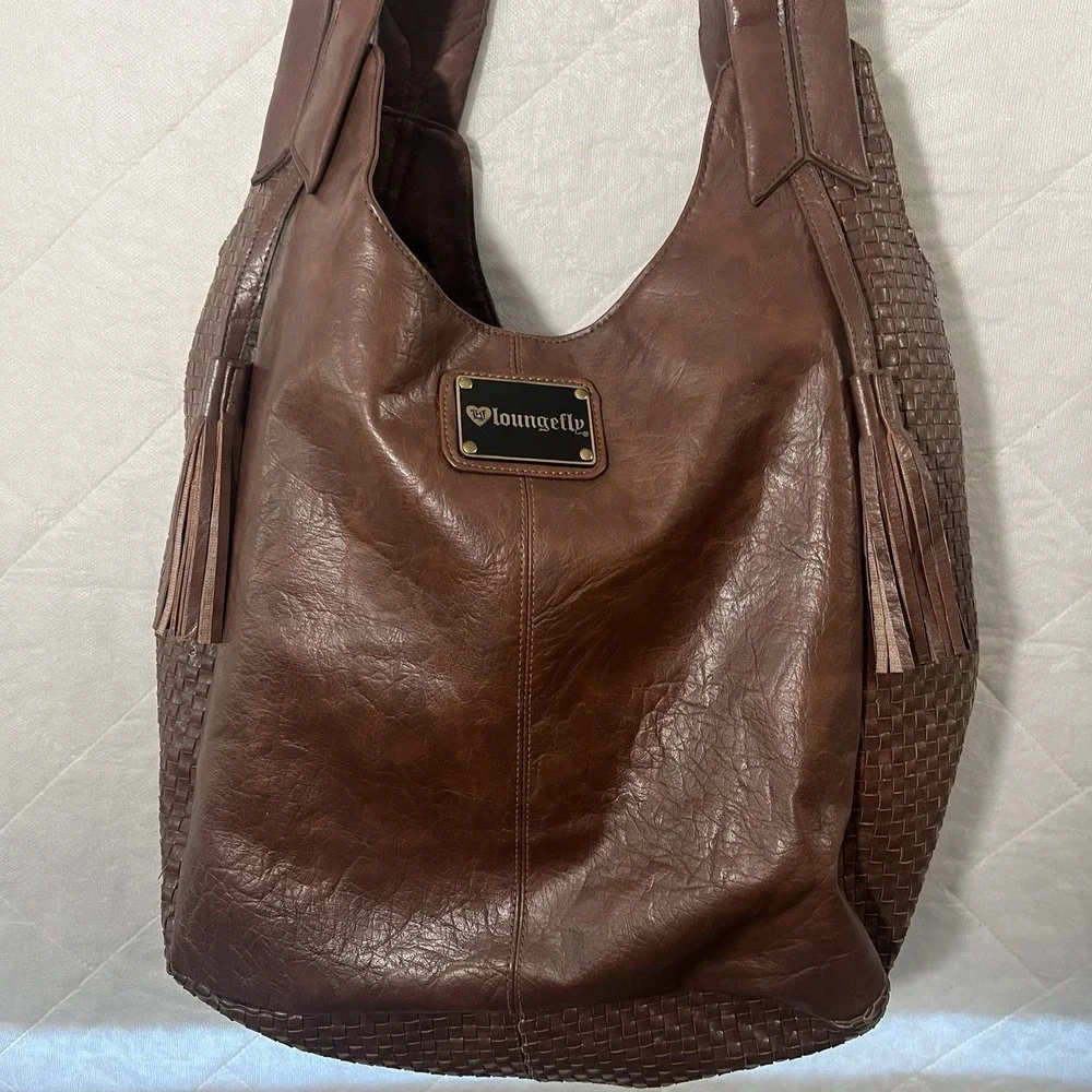 Loungefly Sugar Skull‎ Brown Lattice Large Tote Bag Y2K Purse 16x18 Retro Purse